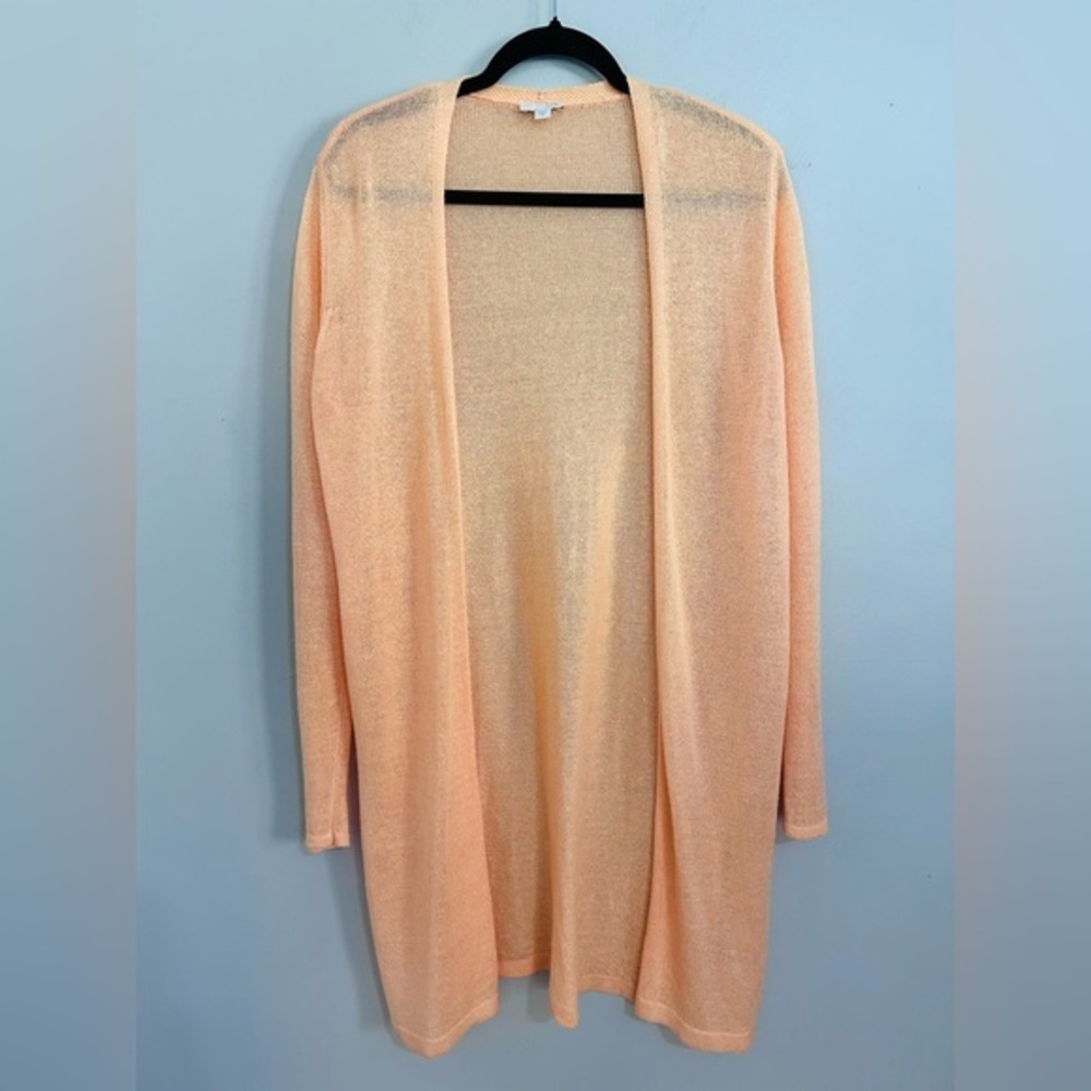 J.Jill Linen Blend Peach Open Front Lightweight Cardigan Size Medium Prep Beach